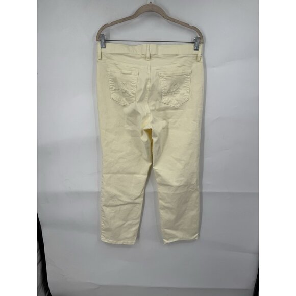 Lilly Pulitzer South Ocean High Rise Lemon Meringue Yellow Straight Leg Jean 12 - Picture 2 of 10